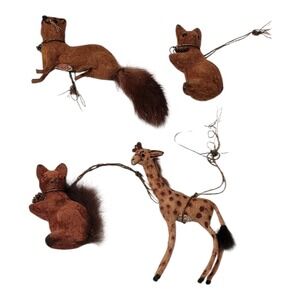 Vintage Kunstlerschutz Animals Ornaments Handmade West Germany‎ Squirrel Giraffe